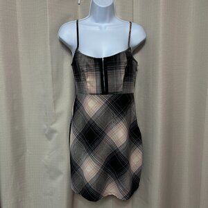 Urban Outfitters Keya Plaid Hook & Eye Mini Dress Women's Size Small Plaid NWT